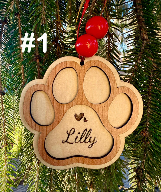Customized Paw Print Ornament – Laser Engraved Holiday Keepsake