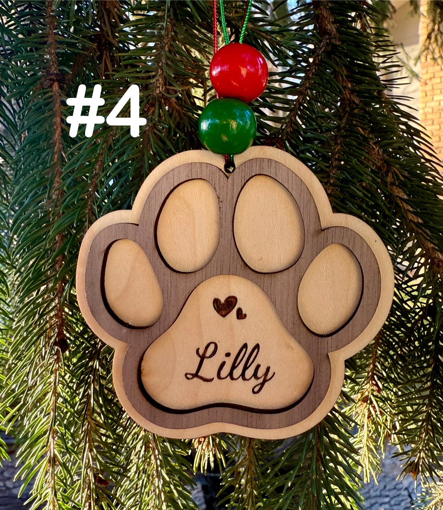 Customized Paw Print Ornament – Laser Engraved Holiday Keepsake