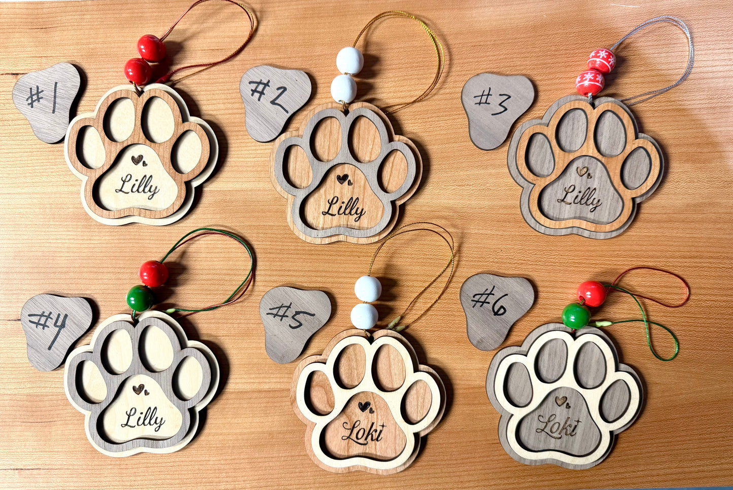 Customized Paw Print Ornament – Laser Engraved Holiday Keepsake