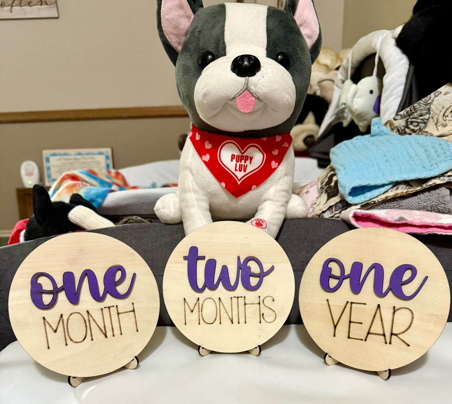 Baby Milestone Markers – 3D Wooden Keepsake Set (1-11 Months + 1 Year)